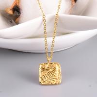 Stainless Steel Jewelry Necklace, 316L Stainless Steel, with 7cm extender chain, Square, Vacuum Ion Plating, fashion jewelry & for woman, golden, 12mm Approx 40 cm 
