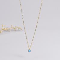 Stainless Steel Jewelry Necklace, 316L Stainless Steel, with Artificial Opal, with 5cm extender chain, Round, Vacuum Ion Plating, fashion jewelry & for woman, golden, 63mm Approx 41 cm 