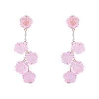 Resin Drop Earring, with Plastic Pearl, Rose, for woman 