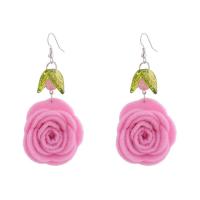Fashion Create Jewelry Earring, Cloth, with Glass Beads & Resin, Rose, for woman, pink 
