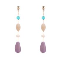 Gemstone Drop Earring, Natural Stone, with Resin & Zinc Alloy, gold color plated, for woman 