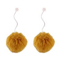 Fluffy Pom Pom Earrings, Plush, Round, for woman 