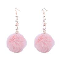 Fluffy Pom Pom Earrings, Plush, with Rhinestone & Zinc Alloy, Round, gold color plated, for woman 