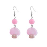 Resin Drop Earring, mushroom, for woman, pink 