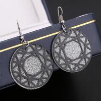 Zinc Alloy Drop Earring, Flat Round, plated, for woman & frosted 50-60mm 