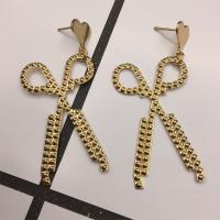 Zinc Alloy Drop Earring, Scissors, gold color plated, for woman, 50-60mm 