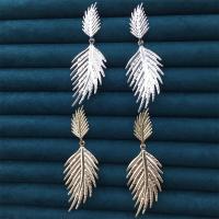 Zinc Alloy Drop Earring, Leaf, plated, for woman 50-60mm 