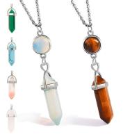 Gemstone Necklaces, with Zinc Alloy, with 1.97 extender chain, Conical, silver color plated & Unisex 60mm .72 Inch 