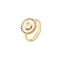 Messing Open -Finger-Ring, goldfarben plattiert, Micro pave Zirkonia & für Frau & Emaille, goldfarben, 15mm, verkauft von PC