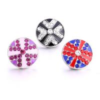 Jewelry Snap Button, Zinc Alloy, Round, silver color plated, DIY & enamel & with rhinestone 18mm 
