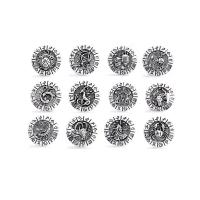 Gordi botón, aleación de zinc, 12 Signos del Zodíaco, chapado en color de plata antigua, Bricolaje & diferentes estilos para la opción, 18mm, Vendido por UD