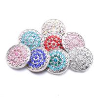 Jewelry Snap Button, Zinc Alloy, Round, silver color plated, DIY & with rhinestone 18mm 