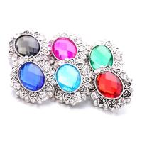 Jewelry Snap Button, Zinc Alloy, Ellipse, antique silver color plated, DIY & with glass rhinestone 18mm 