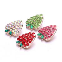 Jewelry Snap Button, Zinc Alloy, Strawberry, rose gold color plated, DIY & with rhinestone 18mm 