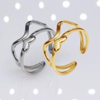 304 Stainless Steel Cuff Finger Ring, Vacuum Ion Plating, fashion jewelry & for woman 13mm 