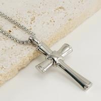 Stainless Steel Jewelry Necklace, 304 Stainless Steel, with 1.97inch extender chain, Cross, fashion jewelry & Unisex, original color Approx 17.72 Inch 