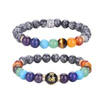 Gemstone Bracelets, Round, 2 pieces & fashion jewelry & Unisex mixed colors Inch 