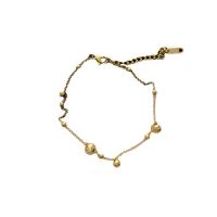 Fashion Jewelry Anklet, Titanium Steel, with 5cm extender chain, Round, Vacuum Ion Plating, adjustable & for woman, golden .5 cm 