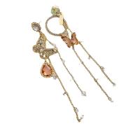 Fashion Fringe Earrings, Brass, Butterfly, gold color plated, fashion jewelry & for woman & with rhinestone 