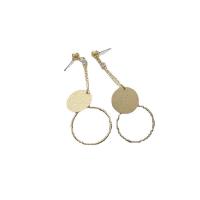 Zinc Alloy Drop Earring, Round, gold color plated, fashion jewelry & for woman, golden, 75mm 