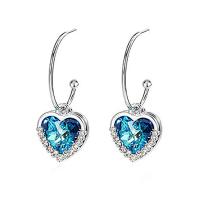 Zinc Alloy Rhinestone Drop Earring, Heart, silver color plated, fashion jewelry & for woman & with rhinestone 