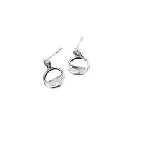 Brass Drop Earring, Flat Round, silver color plated, fashion jewelry & micro pave cubic zirconia & for woman, silver color 