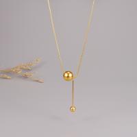 Stainless Steel Jewelry Necklace, 316L Stainless Steel, with 6cm extender chain, Round, Vacuum Ion Plating, fashion jewelry & adjustable & for woman, golden, 15mm,8mm cm 