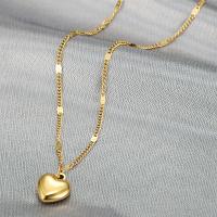Collar de la joyería de titanio, Partículas de acero, Corazón, chapado en color dorado, para mujer, dorado, 19.68mm, Vendido por UD