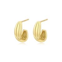 Sterling Silver Stud Earring, 925 Sterling Silver, gold color plated, fashion jewelry & for woman, gold 