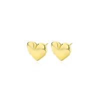 Sterling Silver Stud Earring, 925 Sterling Silver, Heart, gold color plated, fashion jewelry & for woman, gold 