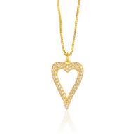 Cubic Zircon Micro Pave Brass Necklace, Heart, gold color plated, fashion jewelry & micro pave cubic zirconia & for woman, gold cm 