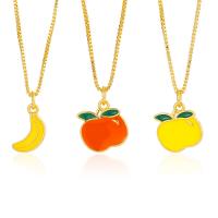 Brass Jewelry Necklace, Fruit, gold color plated & for woman & enamel Approx 18.9 Inch 