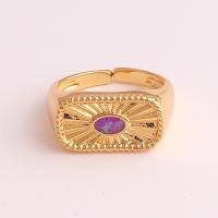 Cubic Zirconia Micro Pave Brass Finger Ring, gold color plated, Adjustable & micro pave cubic zirconia & for woman 18mm 