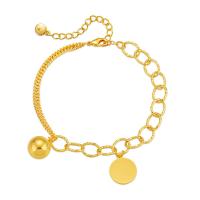 Brass Bracelets, with 2.36inch extender chain, Round, gold color plated, fashion jewelry & for woman Approx 6.49 Inch 