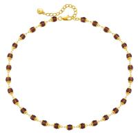 Glas Perlen Emaille Halskette, Messing, mit Glasperlen, mit Verlängerungskettchen von 2.36inch, goldfarben plattiert, Folk-Stil & für Frau, Länge:ca. 15.35 ZollInch, verkauft von PC