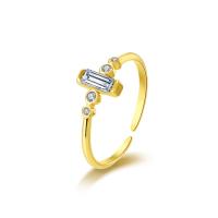 Cubic Zirconia anillo de dedo de acero inoxidable, acero inoxidable 304, Patrón Geométrico, chapado en oro real, ajustable & micro arcilla de zirconia cúbica & para mujer, más colores para la opción, 20mm, Vendido por UD