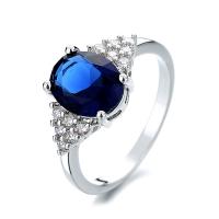Zirkonia Messing Finger Ring, oval, platiniert, verschiedene Größen vorhanden & Micro pave Zirkonia & für Frau, 8x10mm, Größe:7-9, verkauft von PC