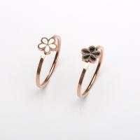 Enamel Stainless Steel Finger Ring, 304 Stainless Steel, Daisy, real rose gold plated & for woman US Ring 