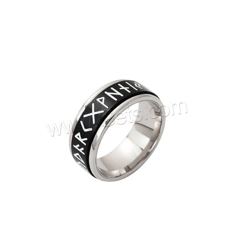Enamel Stainless Steel Finger Ring, 304 Stainless Steel, Vacuum Ion Plating, rotatable & Unisex & different size for choice & with letter pattern, more colors for choice, 8mm, US Ring Size:6-12, Sold By PC