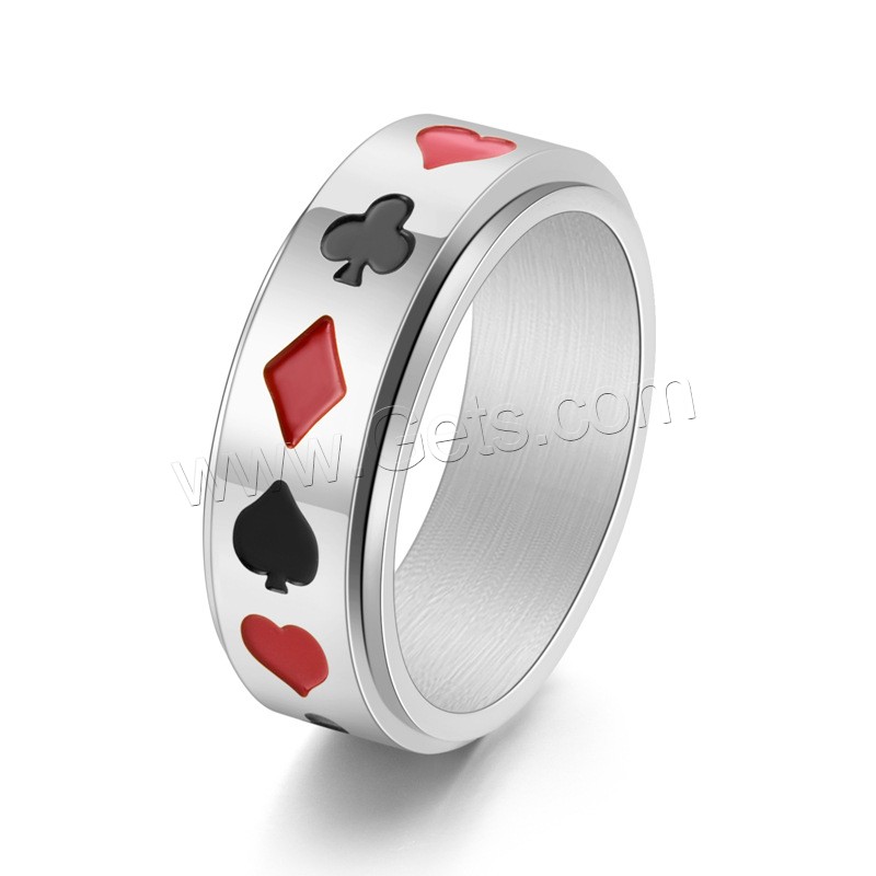 Enamel Stainless Steel Finger Ring, 304 Stainless Steel, Vacuum Ion Plating, rotatable & Unisex & different size for choice, more colors for choice, 8mm, US Ring Size:6-12, Sold By PC