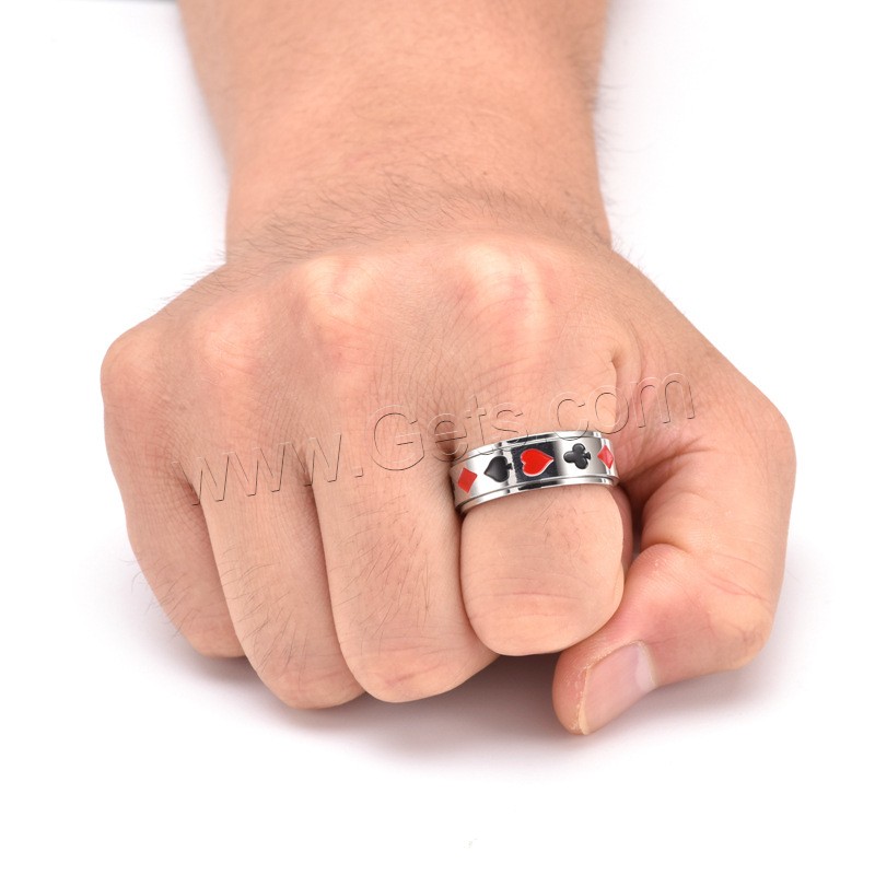 кольцо эмали из нержавеющей стали, Нержавеющая сталь 304, вакуумное ионное покрытие, вращающийся & Мужская & разный размер для выбора & эмаль, Много цветов для выбора, 8mm, размер:6-12, продается PC