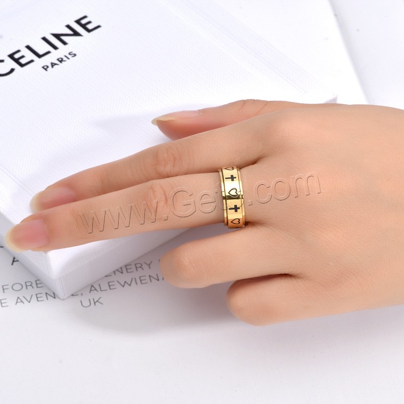 Enamel Stainless Steel Finger Ring, 304 Stainless Steel, Vacuum Ion Plating, rotatable & Unisex & different size for choice, more colors for choice, 6mm, US Ring Size:5-12, Sold By PC