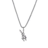 Zinc Alloy Sweater Chain Necklace, Titanium Steel, with zinc alloy pendant, Rabbit, plated, Unisex, original color Approx 23.62 Inch 