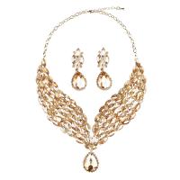 Crystal Jewelry Sets, Zinc Alloy, with Crystal, plated, 2 pieces & for woman & with rhinestone Approx 18.5 Inch 