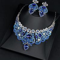 Rhinestone Zinc Alloy Jewelry Set, with Crystal, with 3.14 inch extender chain, plated, 2 pieces & for woman & with rhinestone Approx 18.89 Inch 