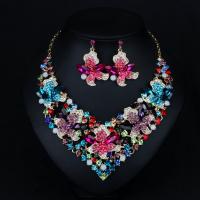 Rhinestone Zinc Alloy Jewelry Set, with Crystal, with 3.14 inch extender chain, plated, 2 pieces & for woman & with rhinestone, multi-colored Approx 18.89 Inch 