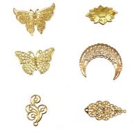 Iron Hair Accessories DIY Findings, gold color plated & hollow, clear 