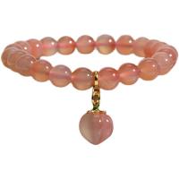 Yanyuan Agate Bracelet, with Zinc Alloy, gold color plated, for woman, pink Approx 6.29 Inch 