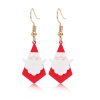 Christmas Earrings, Zinc Alloy, Santa Claus, painted, Christmas Design & for woman, red 