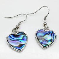 Abalone Shell Earring, with Zinc Alloy, Heart, for woman, original color 